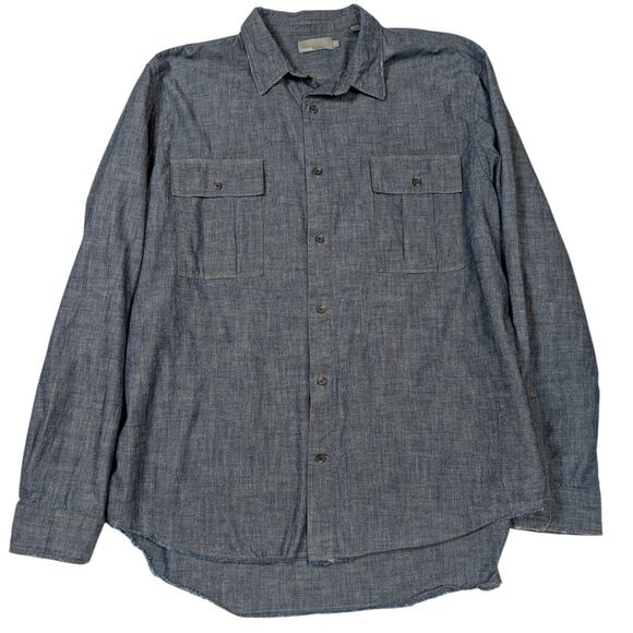 Vince. Long Sleeve Collared Button Down Chambray Shirt Blue Size XXL - Picture 1 of 15